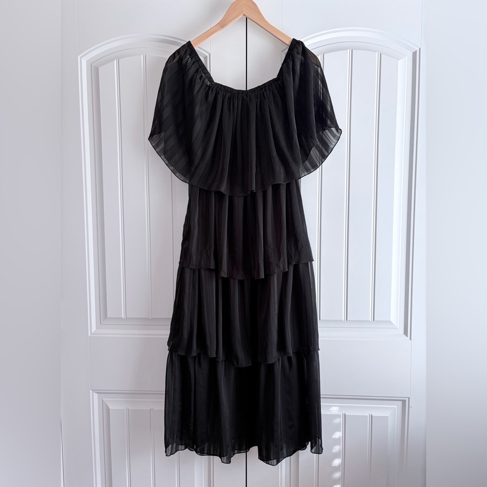 Show Me‎ Your Mumu Black Tiered Ruffle Maxi Dress Women's Size M Boho